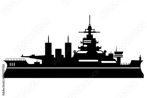 Battleship | vector silhouette illustration on white background