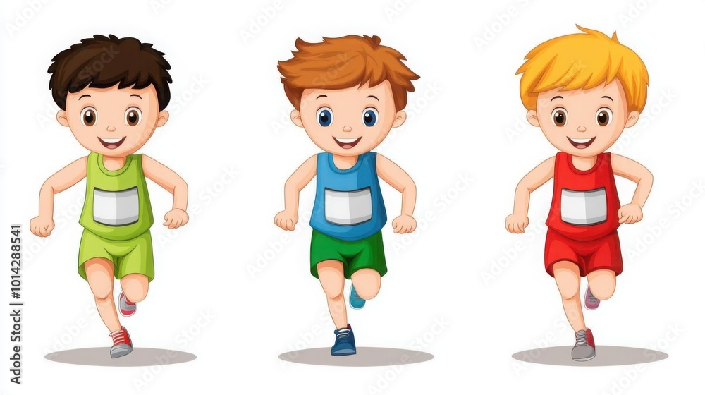Kids Racing Towards the Finish Line in a Stadium Kids Racing Towards the Finish Line in a Stadium