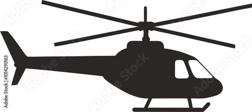 Helicopter Silhouette Icon Vector Illustration - Transparent Background