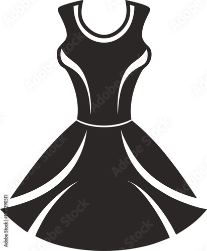 Little Black Dress Silhouette Icon Vector Illustration - Transparent Background 