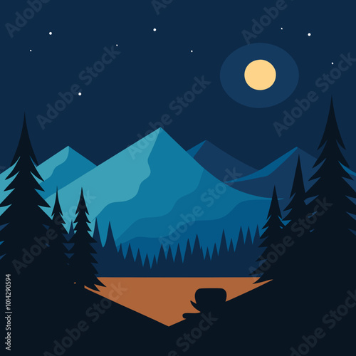 A beautiful picture of nature in the dark dark night of deep forest
