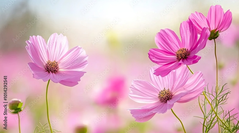 Cosmos Flower Blossom in Full Bloom with Delicate Petals Cosmos Flower Blossom in Full Bloom with Delicate Petals