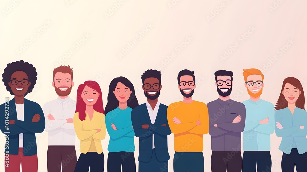 Obraz premium Diverse Group of Smiling People Standing with Arms Crossed