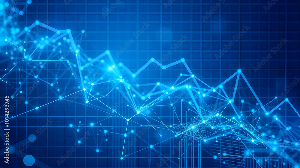 Abstract blue background with graphs and charts. The concept of financial data analysis. 3d rendering