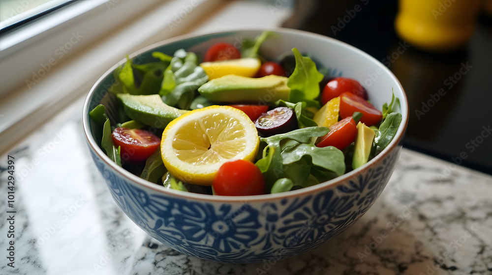 Colorful Avocado Salad with Fresh Mixed Greens Colorful Avocado Salad with Fresh Mixed Greens