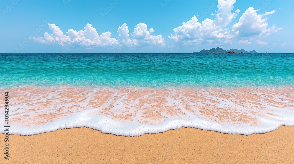 Idyllic Tropical Beach with White Sand Turquoise Water and Blue Sky Idyllic Tropical Beach with White Sand Turquoise Water and Blue Sky