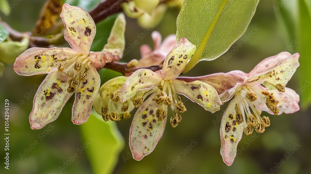 Obraz premium Close-Up of Delicate Pink and Yellow Flower with Pollen