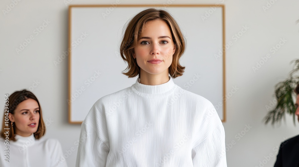 Fototapeta premium Confident Businesswoman Leading Team Meeting in Modern Office