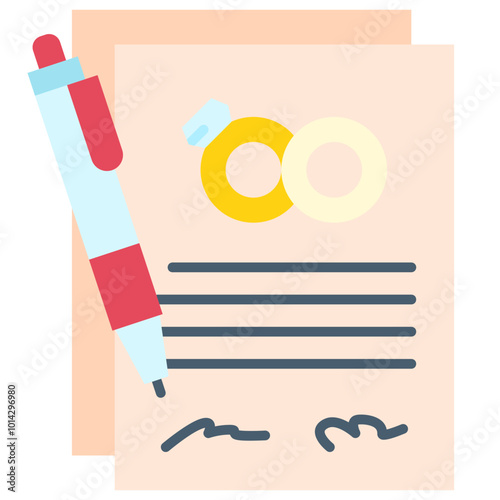 Wedding contract Flat Icon