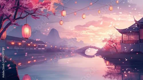 anime background of beautiful landscape for wallpaper