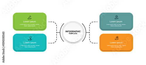Vector template infographic element with 4 step diagram concept suitable for business information and web presentation