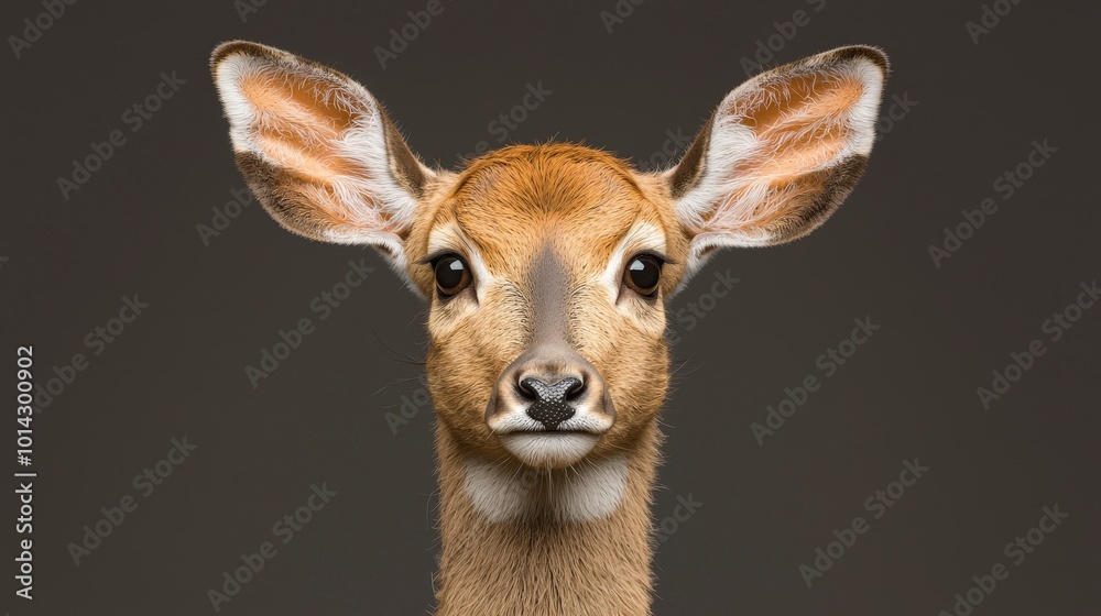 Curious Reindeer Portrait with Big Ears and Intense Gaze Curious Reindeer Portrait with Big Ears and Intense Gaze