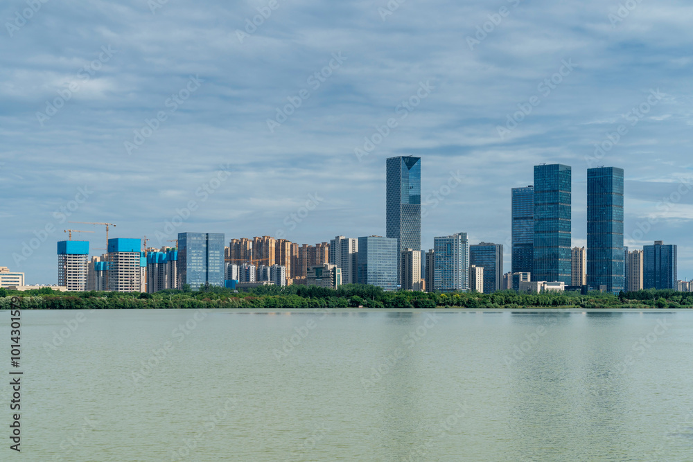 Fototapeta premium Lakeside modern office building in China