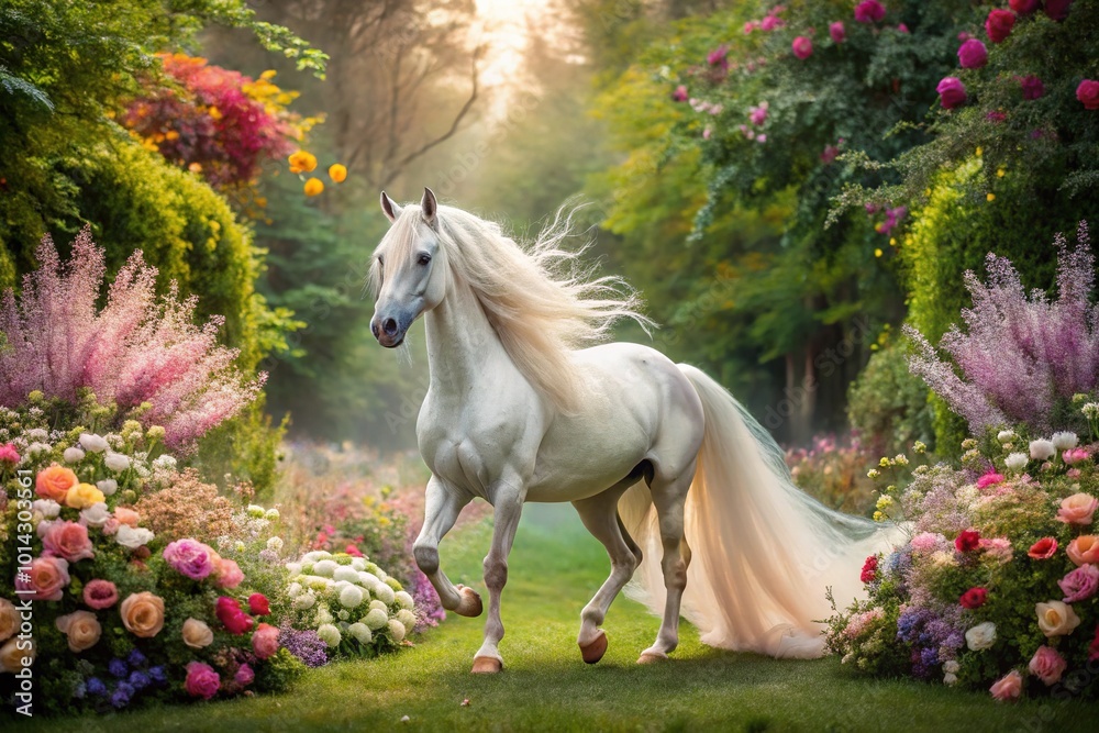 Cute Horse Ballerina in a Serene Garden - Long Exposure Photography for ...