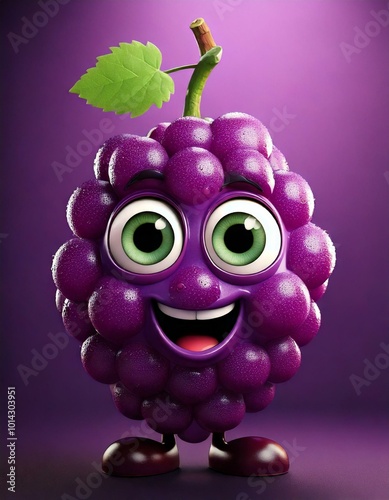 Cute Cartoon Grape Fruit Fo...