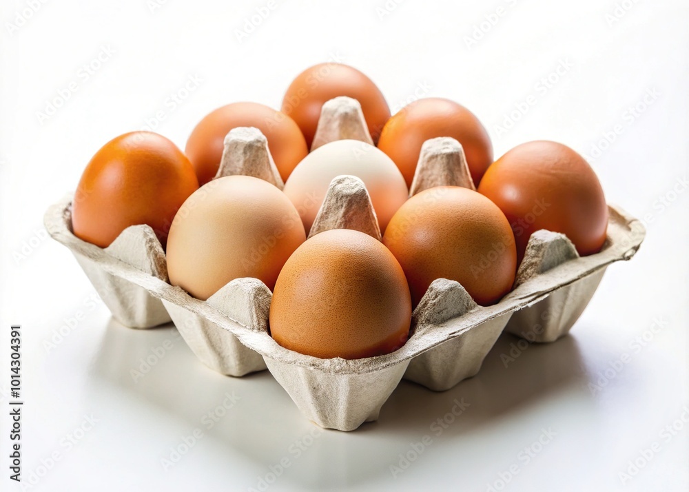 Fresh Organic Chicken Eggs in Cardboard Tray Close-Up for Healthy Eating Fresh Organic Chicken Eggs in Cardboard Tray Close-Up for Healthy Eating