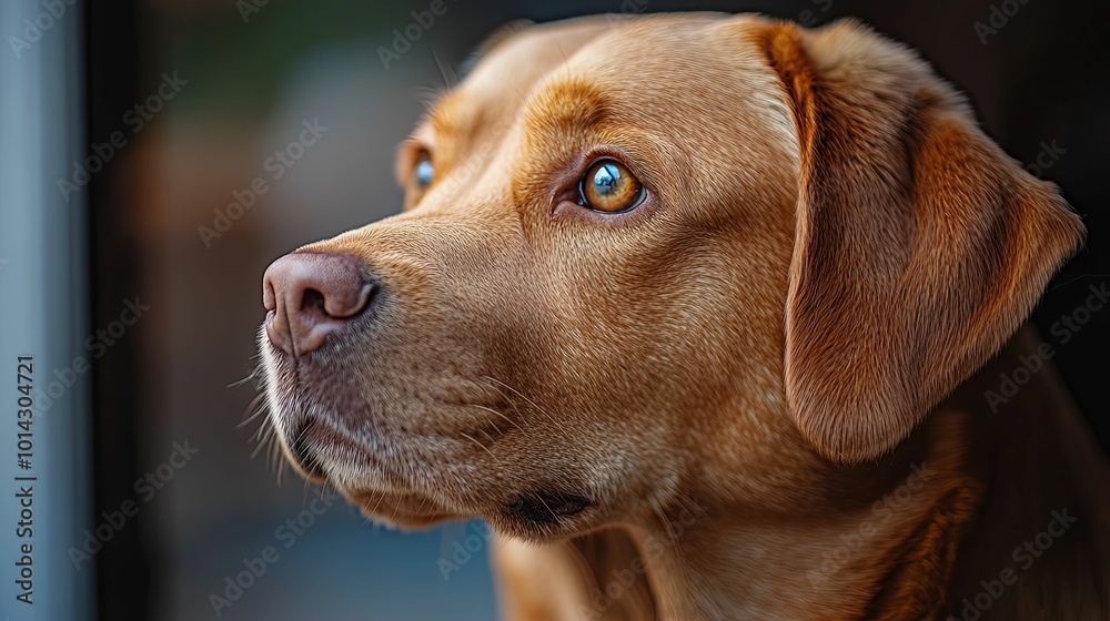 Close-up of a Golden Retriever's Face with Curious Expression Close-up of a Golden Retriever's Face with Curious Expression