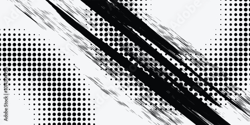 Black and White Halftone Dots in Grunge Power Style. Retro Spotted Seamless Pattern. Grainy Style Overlay Texture. Broken and Rusty Design Pattern.
