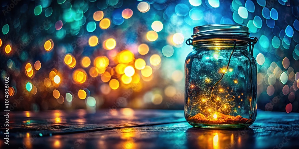 Night Photography of a Jar Mockup with Creative AI Design Elements for Branding Night Photography of a Jar Mockup with Creative AI Design Elements for Branding