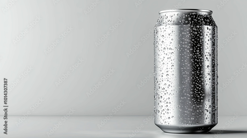 A Single Aluminum Can Covered in Water Droplets A Single Aluminum Can Covered in Water Droplets