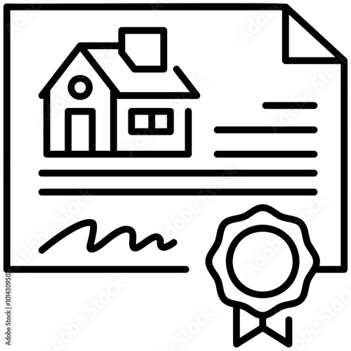 house certificate Detailed Outline Icon