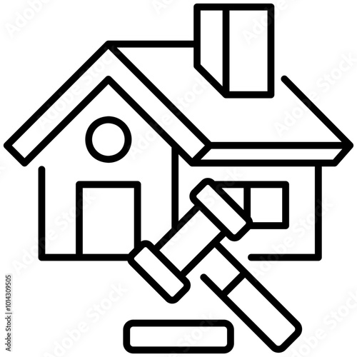 Bidding House Detailed Outline Icon