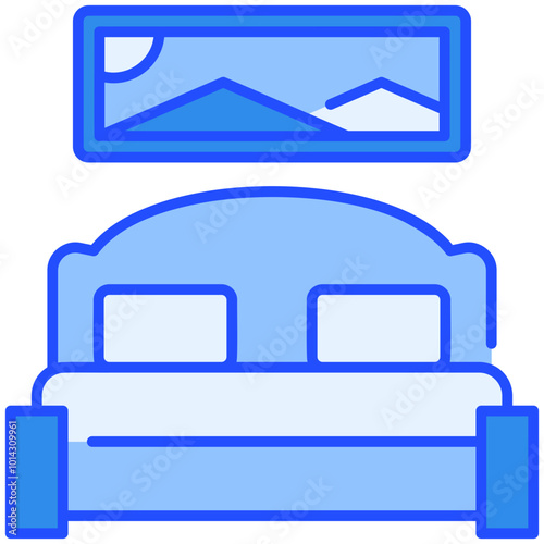 bedroom Blue Filled Line Icon