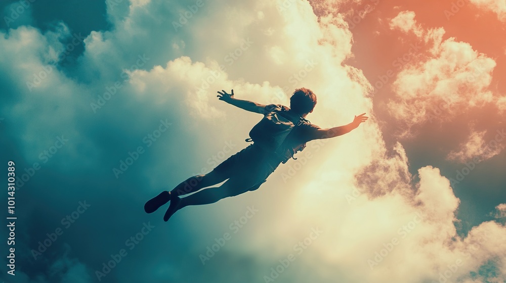 Man Flying Through Clouds: A Symbol of Freedom and Hope Man Flying Through Clouds: A Symbol of Freedom and Hope
