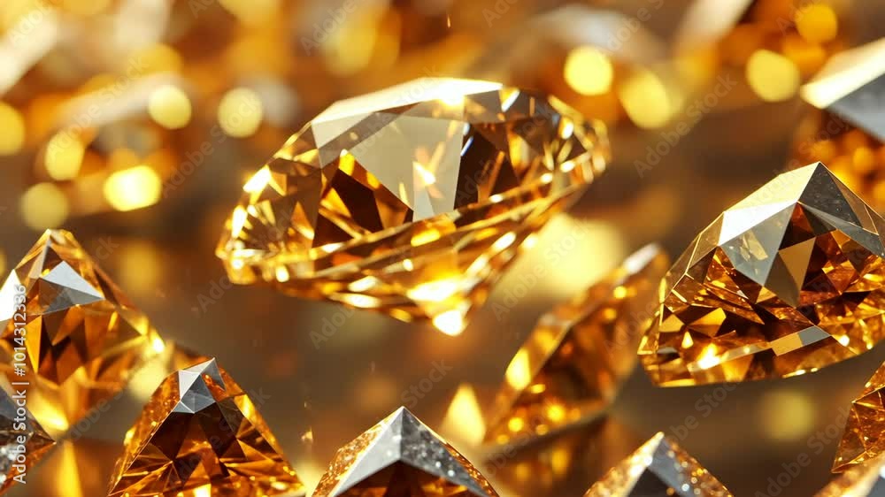 A close-up of sparkling golden diamonds A close-up of sparkling golden diamonds