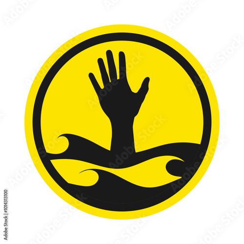 Hand drowning icon vector illustration