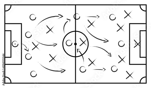 Soccer cup formation and tactic . board with football game strategy