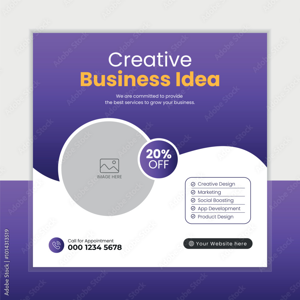 Business marketing agency promotion social media post template. Editable square banner design Business marketing agency promotion social media post template. Editable square banner design