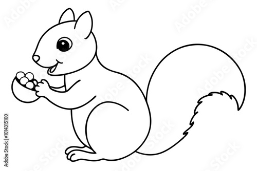 Playful Squirrel Eating Acorns and Seeds Vector Illustration Perfect for Kids
