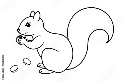 Adorable Squirrel Enjoying Acorns and Seeds Vector Illustration for Nature Lovers
