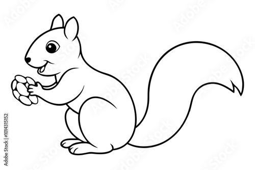 Charming Vector Illustration of a Cute Squirrel Feasting on Acorns and Seeds 