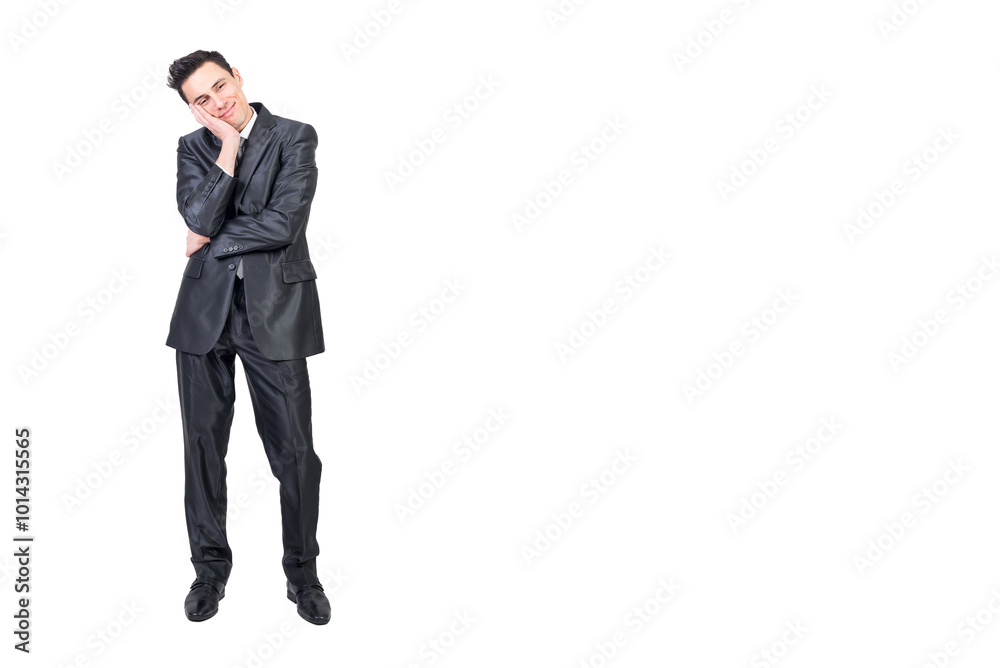 Amorous man in elegant suit. White background. Amorous man in elegant suit. White background.