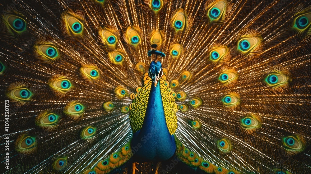 Obraz premium Peacock with Spread Feathers