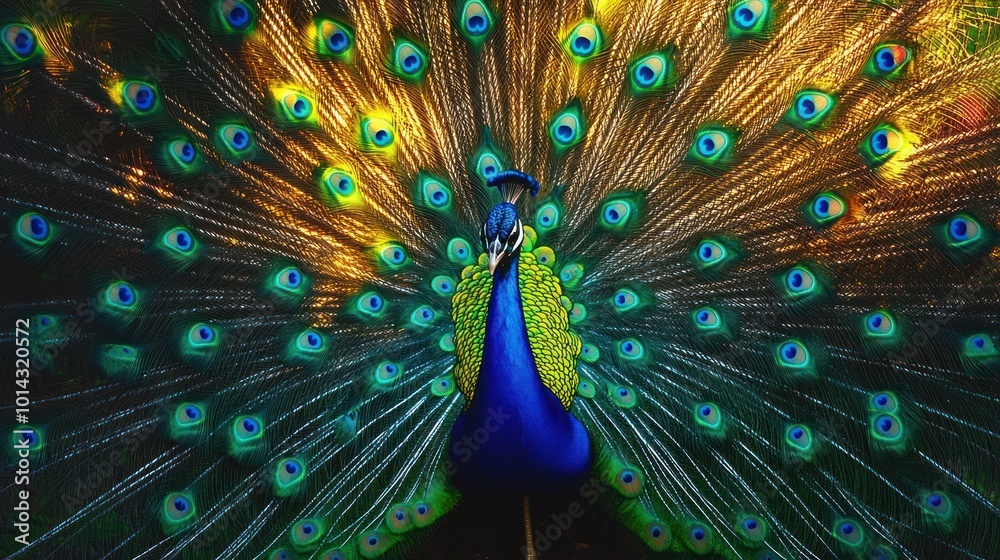 Fototapeta premium Peacock Displaying Its Feathers
