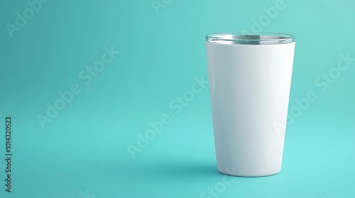 White Tumbler Mockup on Turquoise Background