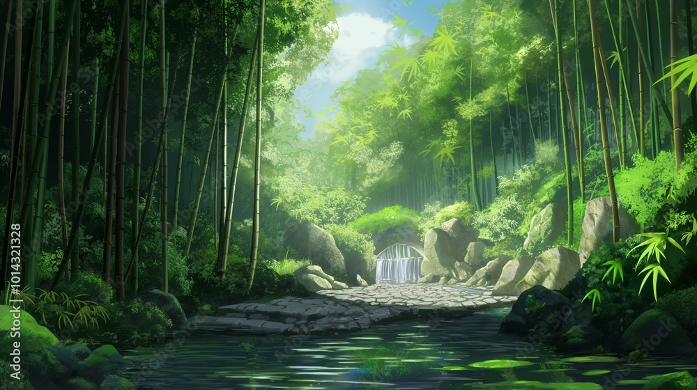 anime background of beautiful landscape for wallpaper