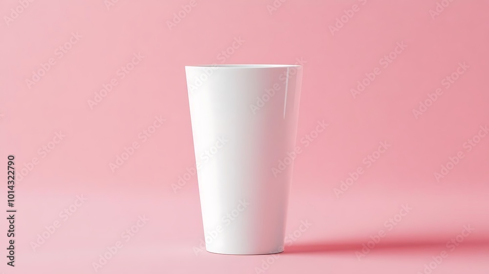 White Tall Cup Mockup on Pink Background White Tall Cup Mockup on Pink Background