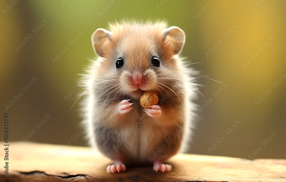 A little hamster is eating a snack deliciously. A little hamster is eating a snack deliciously.