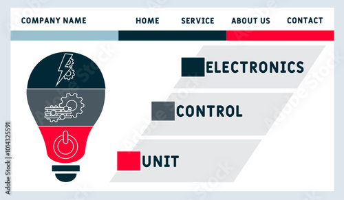 ECU - electronics control unit acronym. business concept background. vector illustration concept with keywords and icons. lettering illustration with icons for web banner, flyer, landing