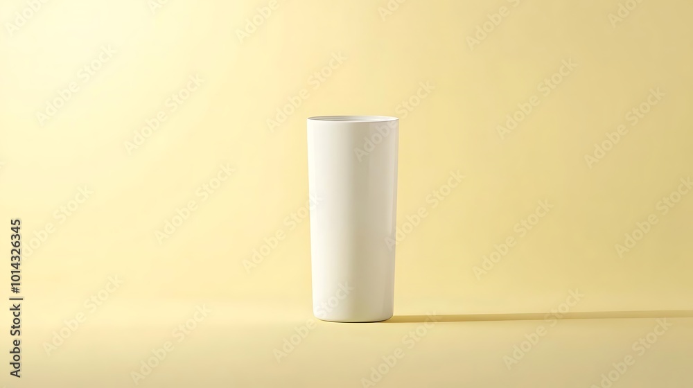 White Ceramic Vase on Yellow Background White Ceramic Vase on Yellow Background