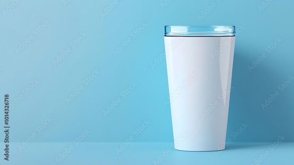 White Tumbler Mockup on Blue Background White Tumbler Mockup on Blue Background