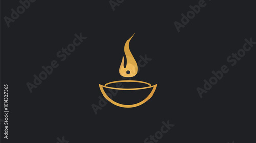 Flat lay Vector Candle oil lamp logo in black. Diwali lamp icons Happy Diwali, Happy Diwali celebration