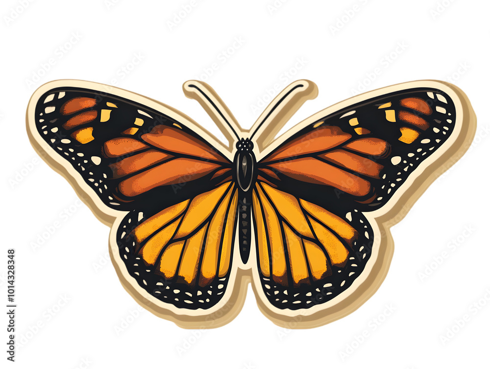 Fototapeta premium Vibrant Monarch Butterfly Illustration in a Scenic Garden Setting