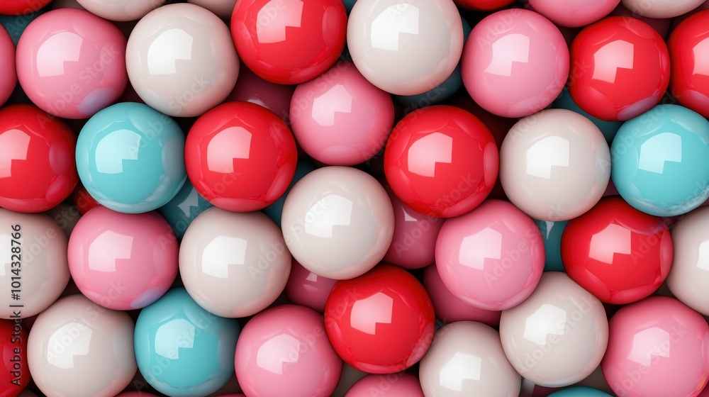 Colorful Shiny Spheres Background Texture Red Pink White Blue Balls Pattern Colorful Shiny Spheres Background Texture Red Pink White Blue Balls Pattern