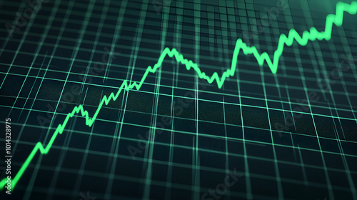 Market background with a rising green chart, symbolizing a bullish stock trend and financial growth