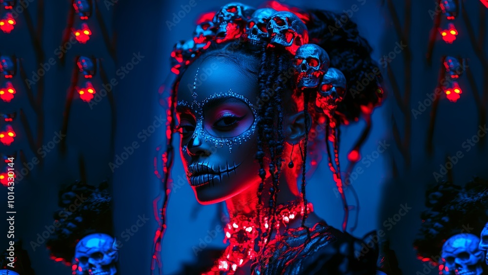 The Santa Muerte Woman. An iconic figure of Mexican culture. Santa Muerte's model. Generate AI. The Santa Muerte Woman. An iconic figure of Mexican culture. Santa Muerte's model. Generate AI.